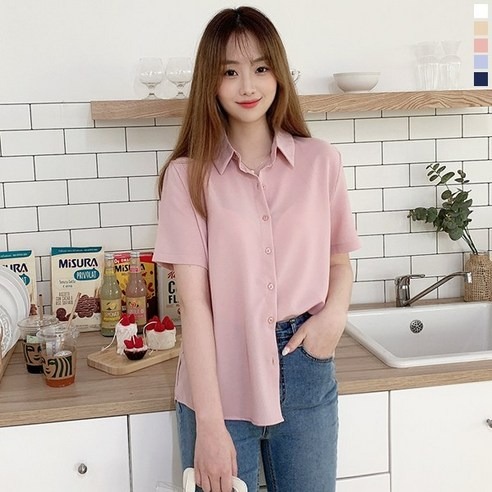 티데일리 살랑 링클 반팔 셔츠 여름 카라 남방 추천